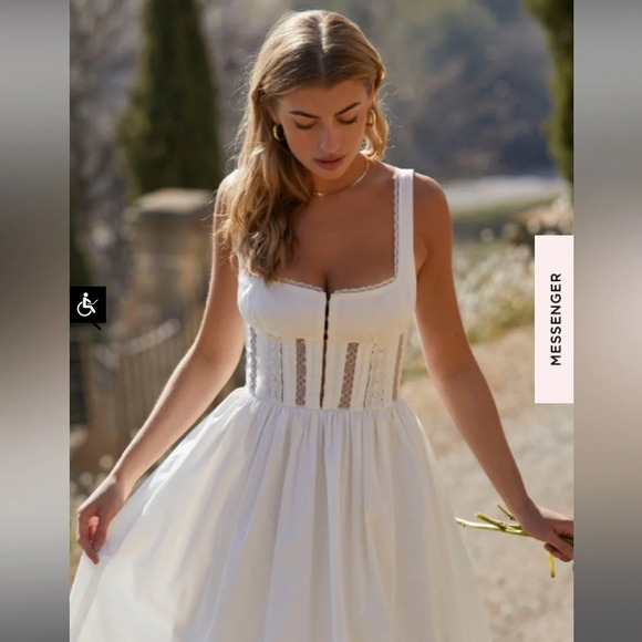 House of CB 'Perle' White Lace Trim Midi Dress size XS‎ - Picture 14 of 16